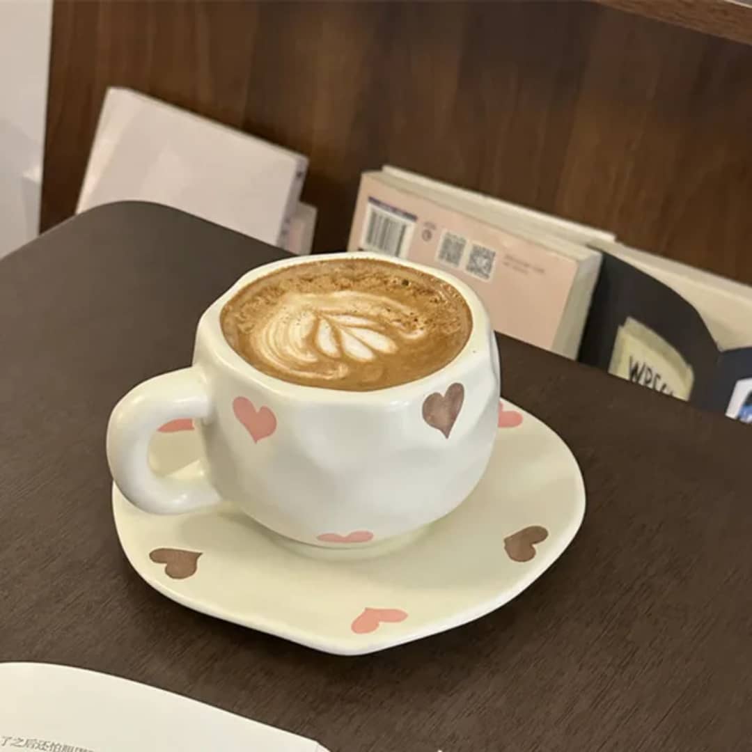 كوب سيراميك مع سيسر - قلوب  AZ-3522