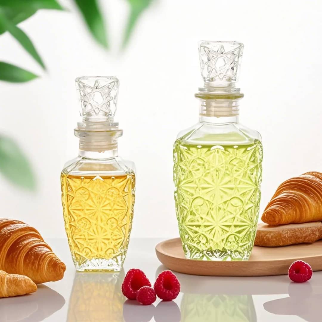 علبة زجاج غطاء كبس مربع