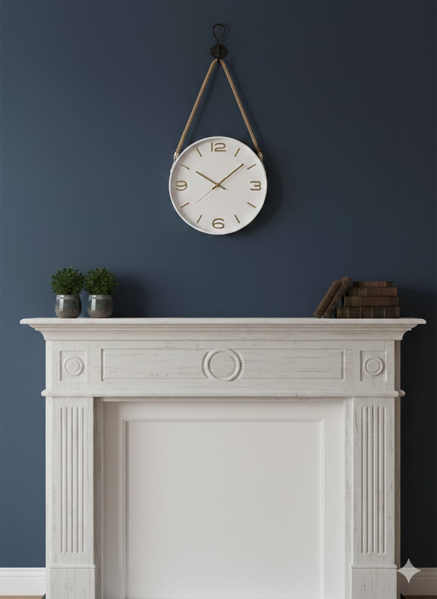 ساعة حائط ابيض مدور ارقام ذهبي تعليقة حبل AZ-3420