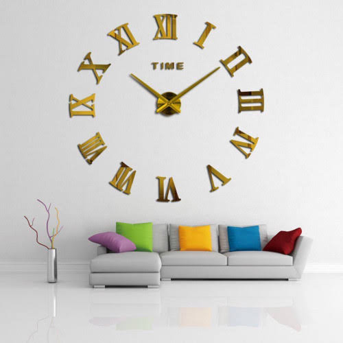 ساعة حائط ثري دي ذهبي -لاصق جدار AZ-1245