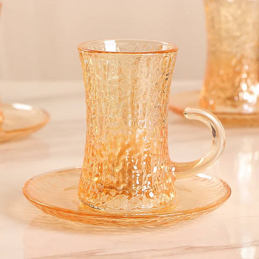 طقم اقلاص زجاج مدور بيد مع سيسر زجاج 12 قطعة JYBD01-12C